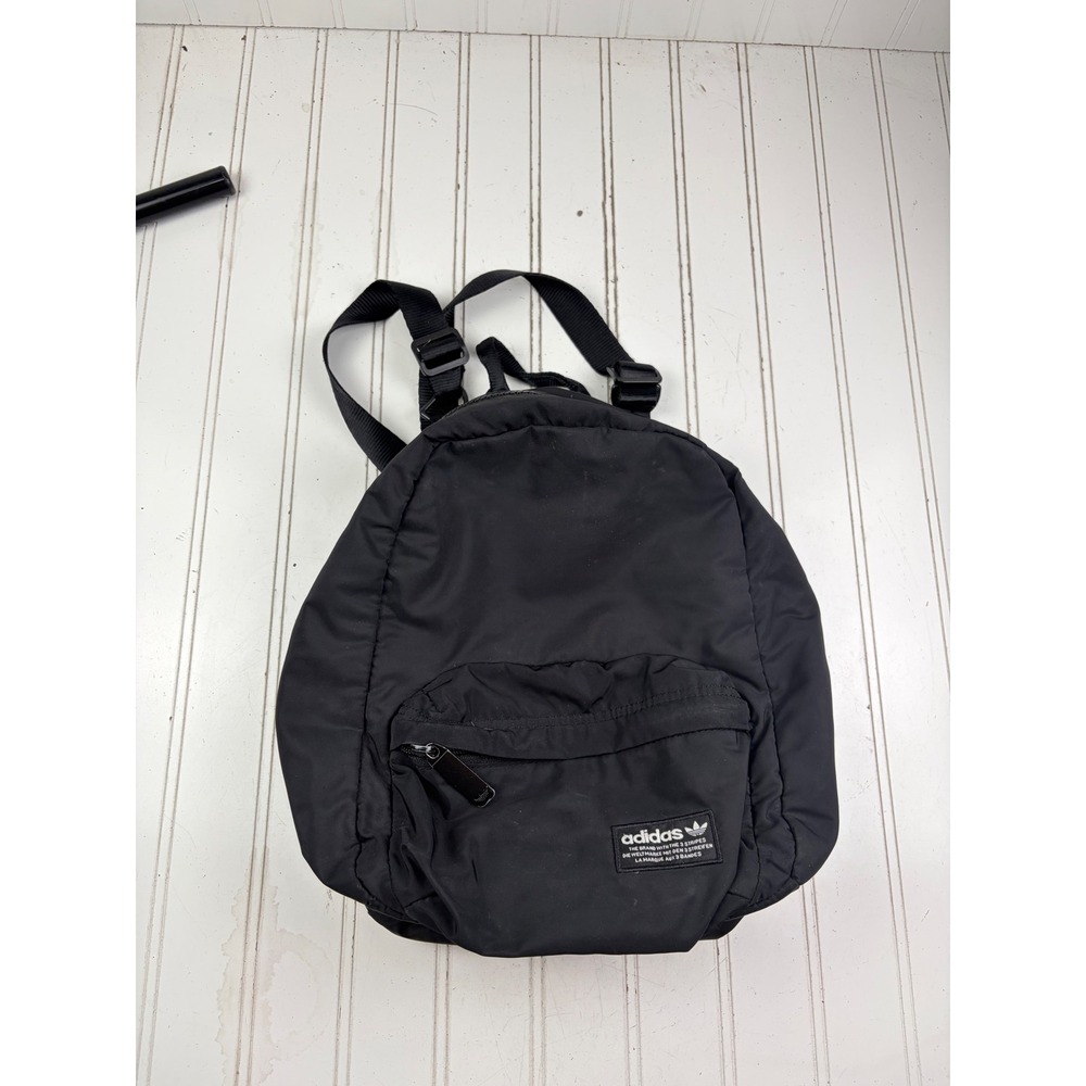 Adidas Originals Mini Black Nylon Quilted Trefoil Logo Backpack Bag - Picture 2 of 10